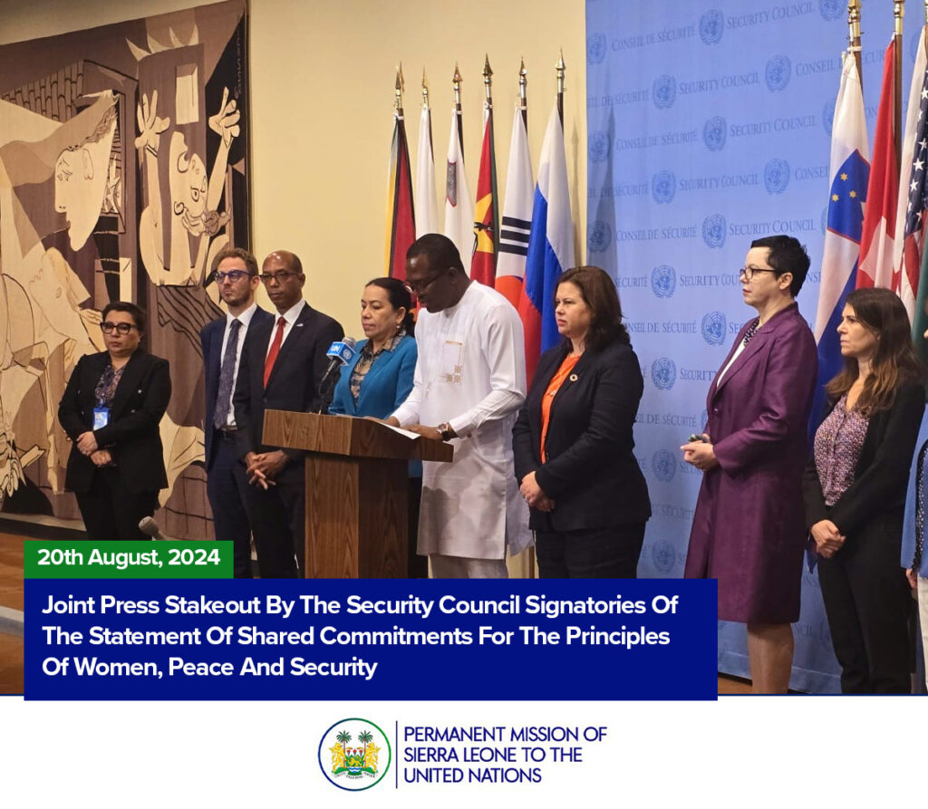 JOINT PRESS STAKEOUT BY THE SECURITY COUNCIL SIGNATORIES OF THE STATEMENT OF SHARED COMMITMENTS FOR THE PRINCIPLES OF WOMEN, PEACE AND SECURITY