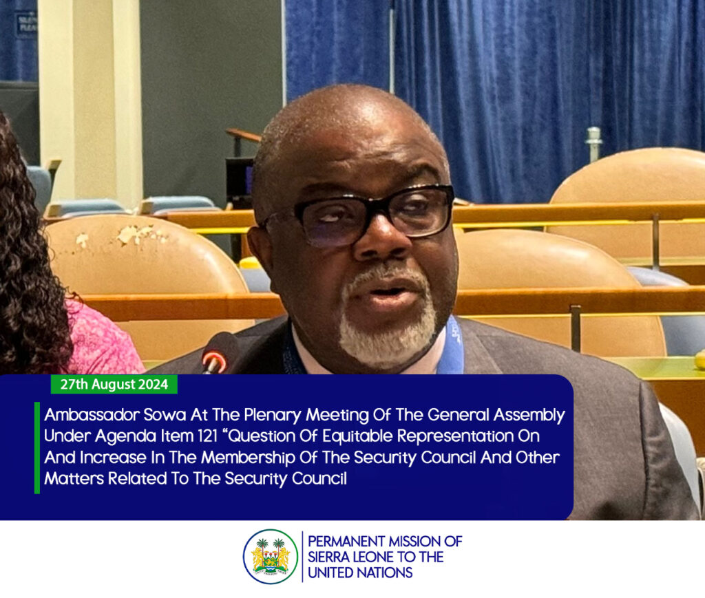 Ambassador Sowa At The Plenary Meeting Of The General Assembly Under Agenda Item 121 “Question Of Equitable Representation On And Increase In The Membership Of The Security Council And Other Matters Related To The Security Council