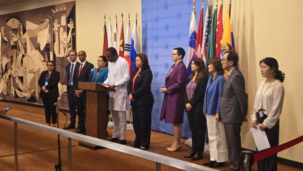 JOINT PRESS STAKEOUT BY THE SECURITY COUNCIL SIGNATORIES OF THE STATEMENT OF SHARED COMMITMENTS FOR THE PRINCIPLES OF WOMEN, PEACE AND SECURITY 