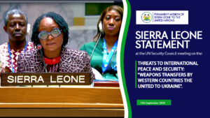 Ms. Sonia Umu Karim At The United Nations Security Council Briefing on Threats To International Peace And Security: "Weapons Transfers By Western Countries THE UNITED To Ukraine".