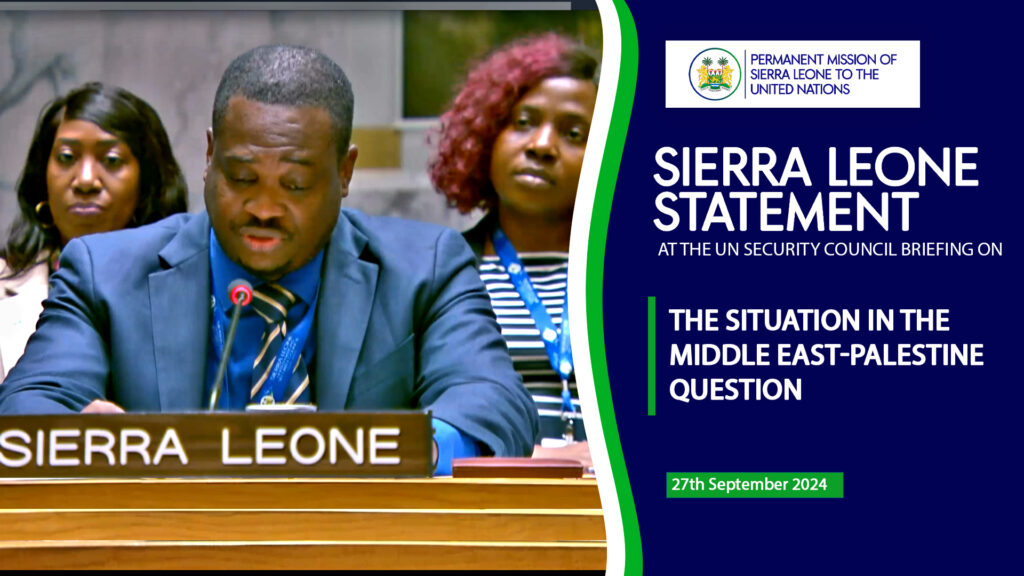 Mr. Alan E. George Statement at the UN Security Council Briefing on The Situation In The Middle East-Palestine Question