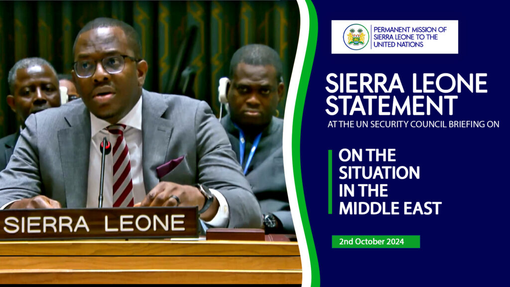 H.E. DR. MICHAEL IMRAN KANU Statement at the UN Security Council on the Situation in the Middle East