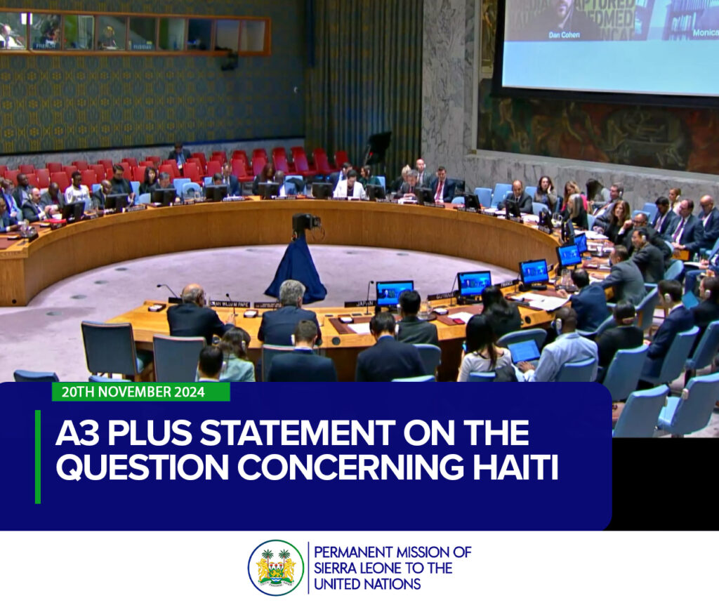 A3 Plus STATEMENT on the Question Concerning Haiti