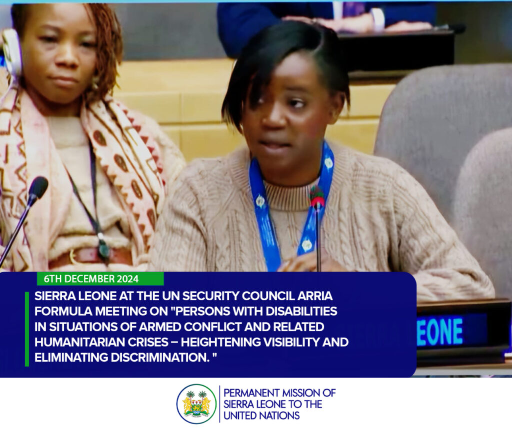 MS. EBUNOLUWA TENGBE COUNSELLOR At the United Nations Security Council Arria formula meeting on "Persons with disabilities in situations of armed conflict and related humanitarian crises – Heightening visibility and eliminating discrimination"