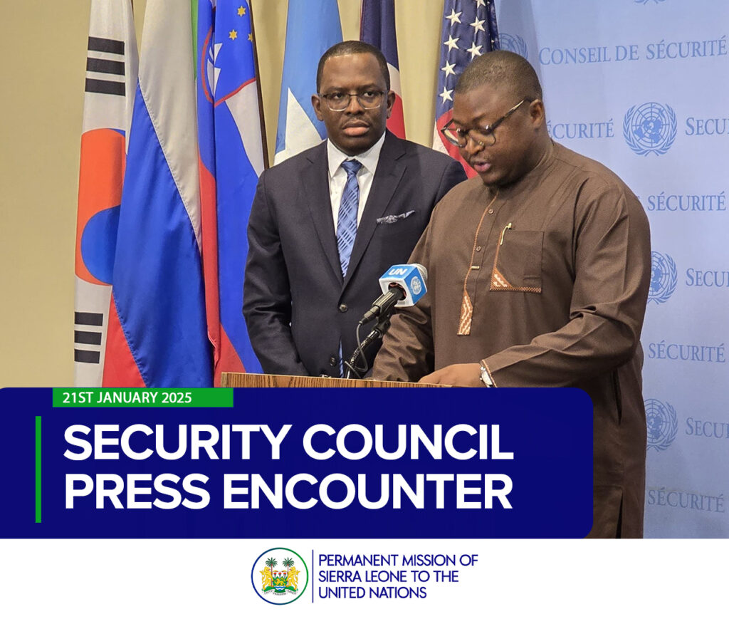 Security Council Press Encounter - H.E. Alhaji Musa Timothy Kabba, Sierra Leone's 🇸🇱 Minister of Foreign Affairs and International Cooperation