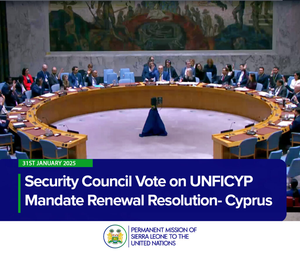 Security Council Vote on UNFICYP Mandate Renewal Resolution- Cyprus