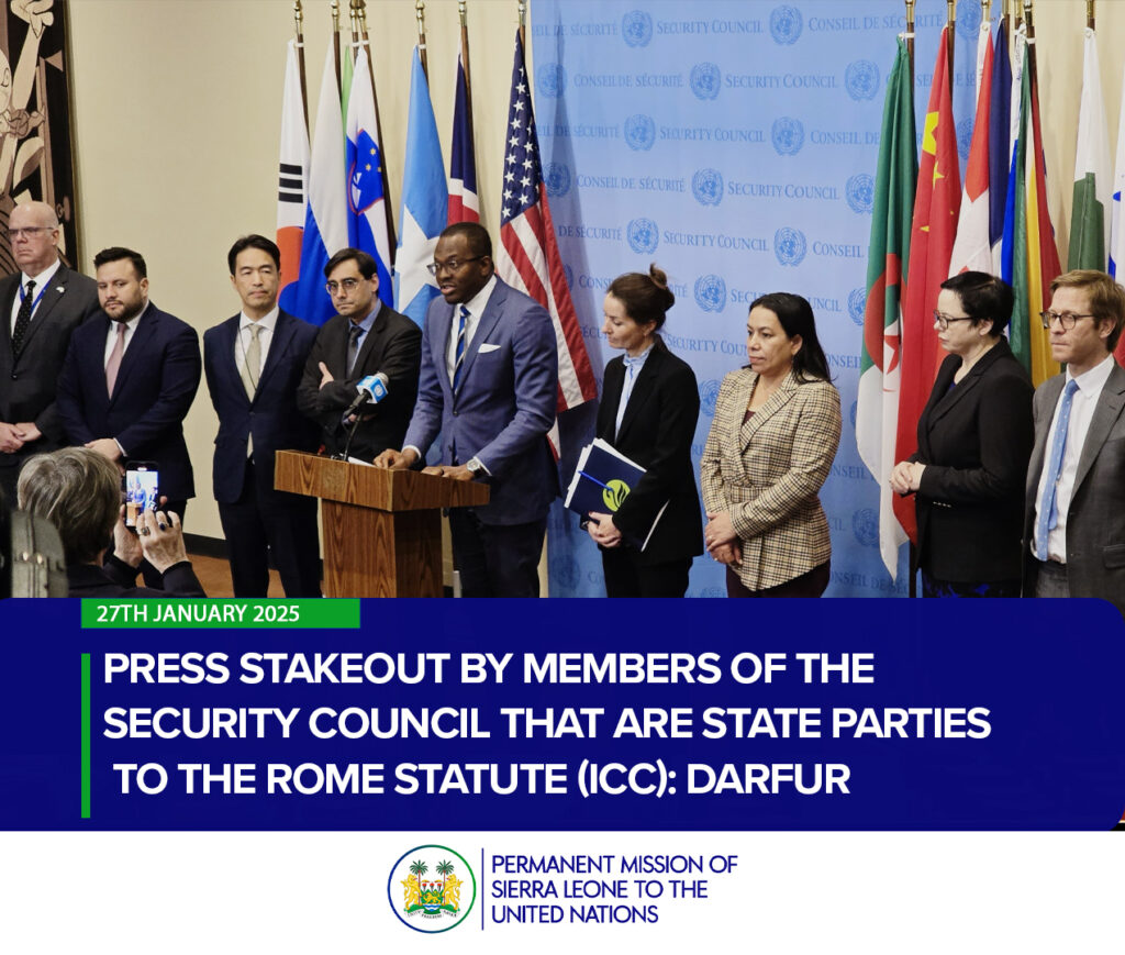 Press Stakeout by Members of the Security Council that are State Parties to the Rome Statute (ICC): Darfur