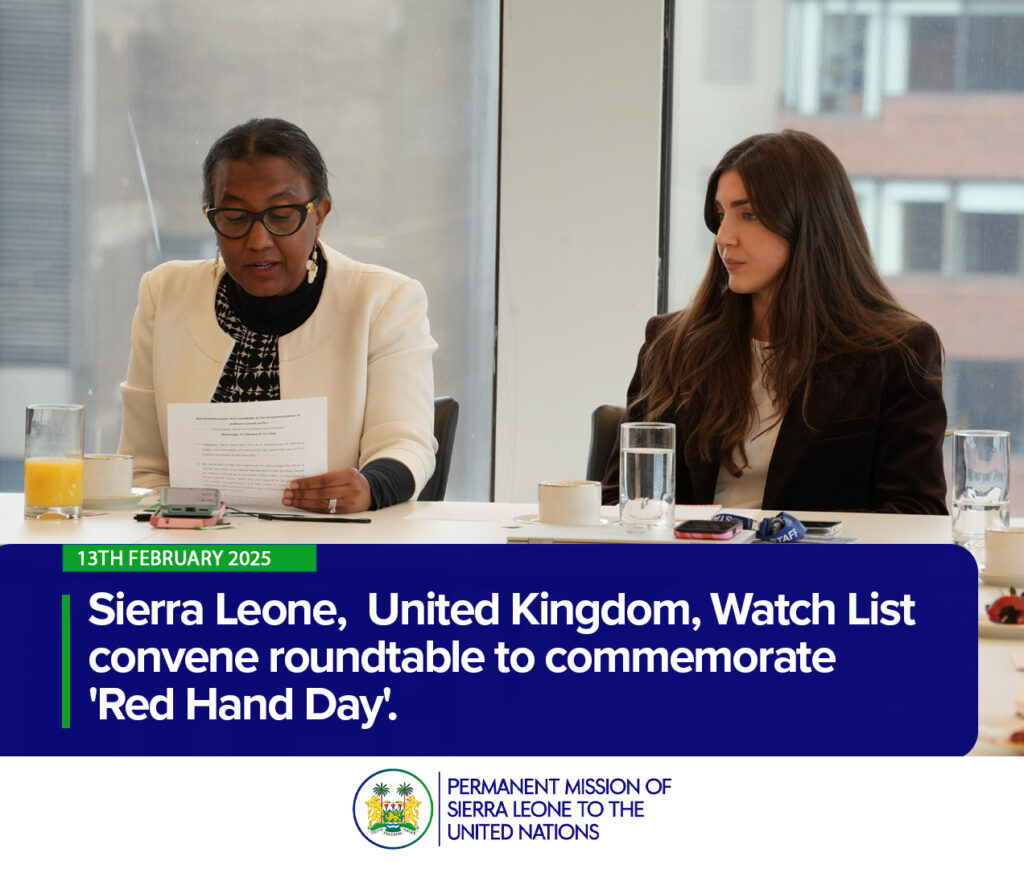 Sierra Leone, United Kingdom, Watch List convene roundtable to commemorate 'Red Hand Day'